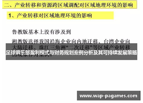 足球俱乐部盈利模式与财务规划案例分析及其可持续发展策略