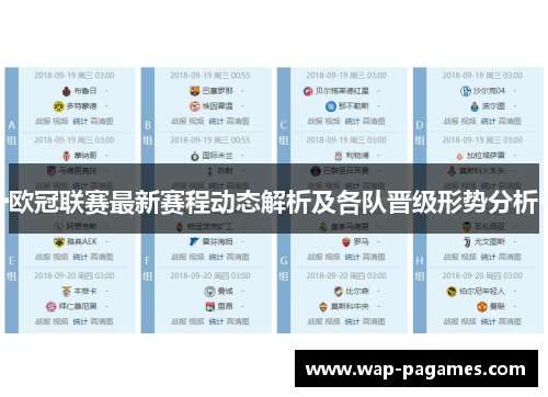 欧冠联赛最新赛程动态解析及各队晋级形势分析 欧冠联赛最新赛程动态解析及各队晋级形势分析
